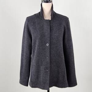 Eileen Fisher Gray Button Front Coat Jacket | Women's Small Petite | FLAWS
